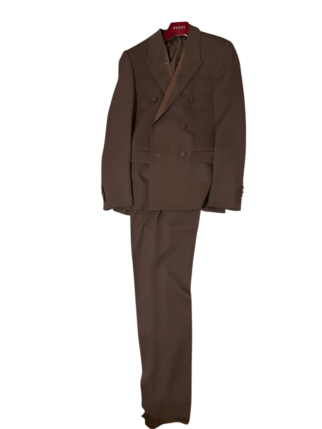 NWT Gucci Crystal-Embellished Burgundy Suit Setup Size 48