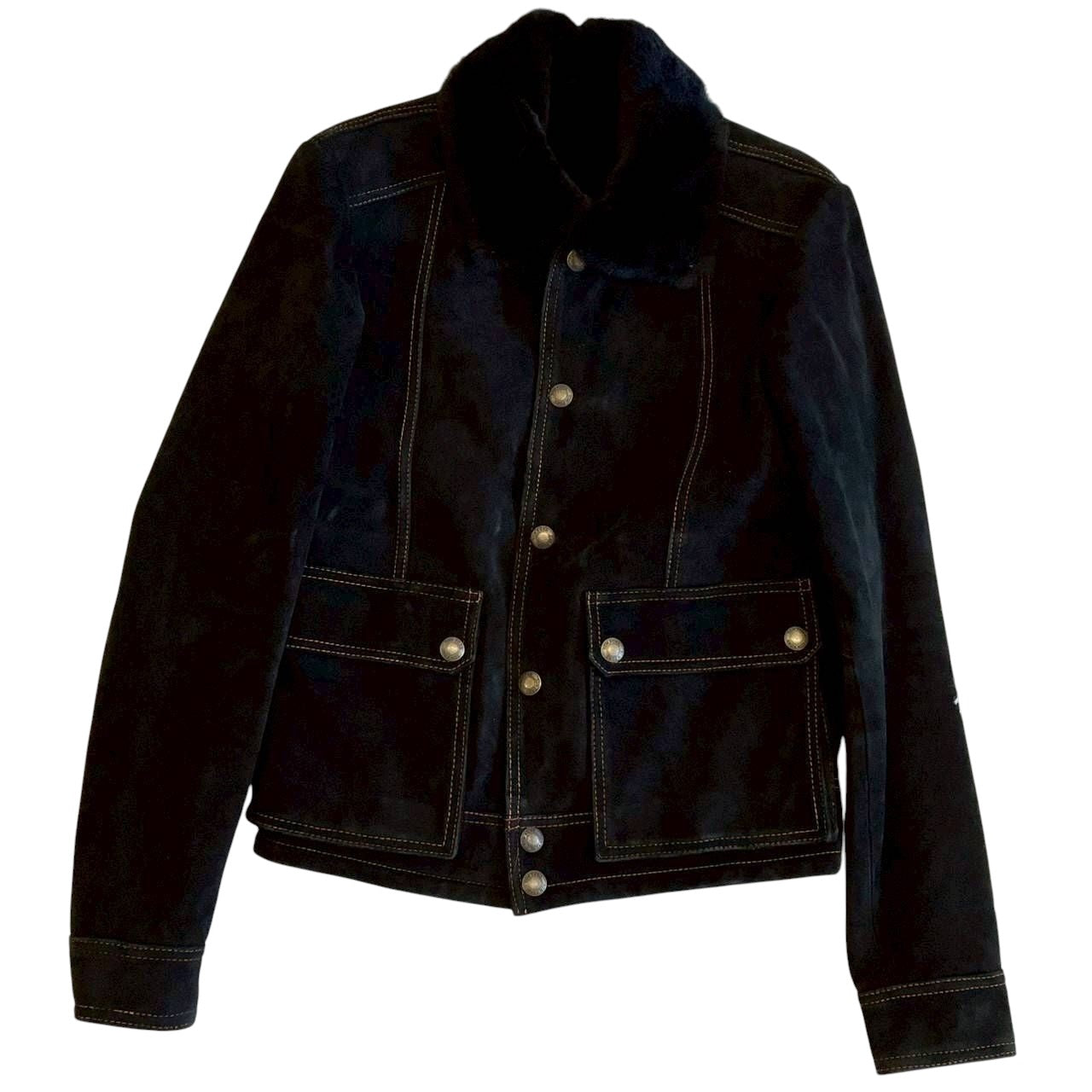 TOM FORD Leather Suede & Pony Hair Blouson Jacket Black — Size 46