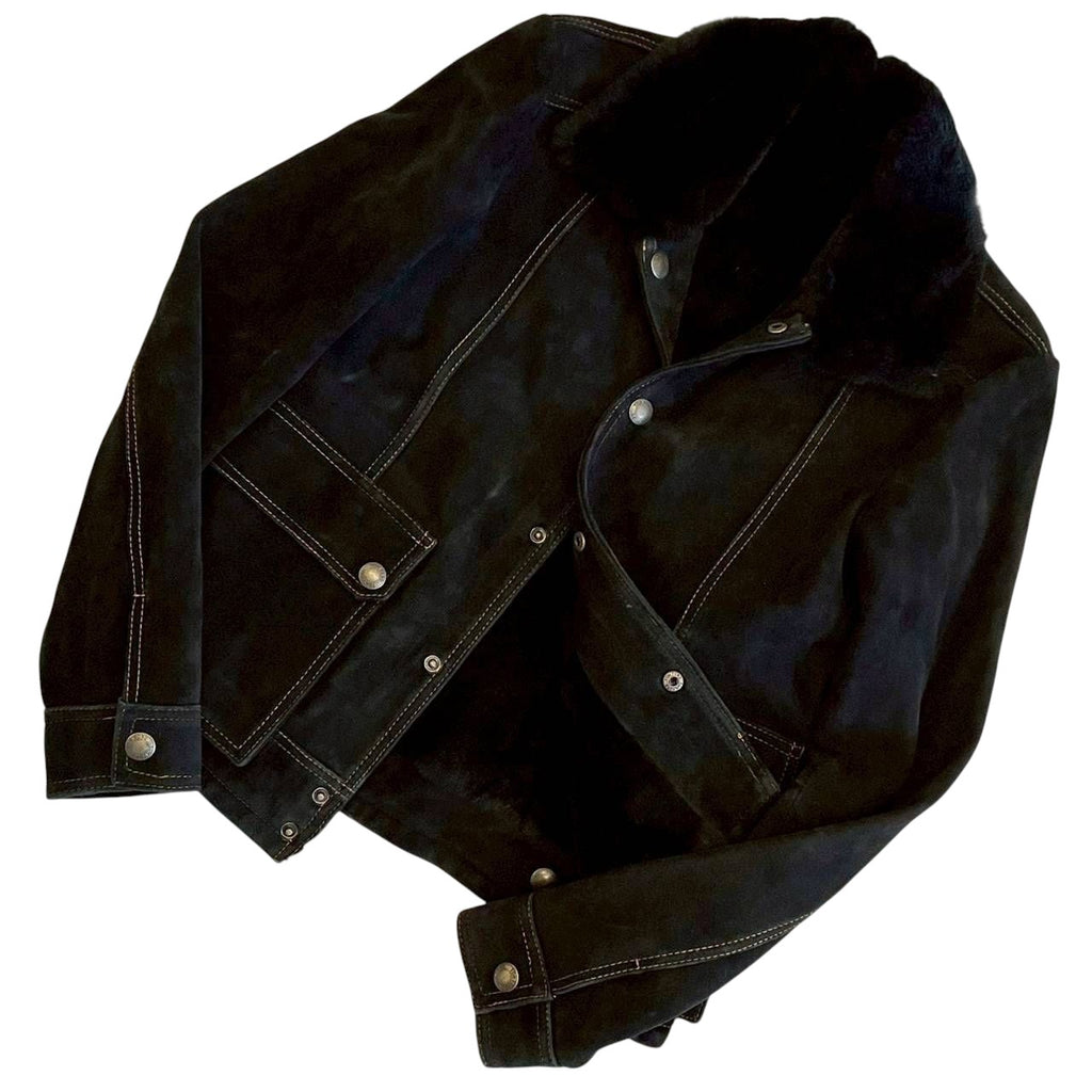 TOM FORD Leather Suede & Pony Hair Blouson Jacket Black — Size 46
