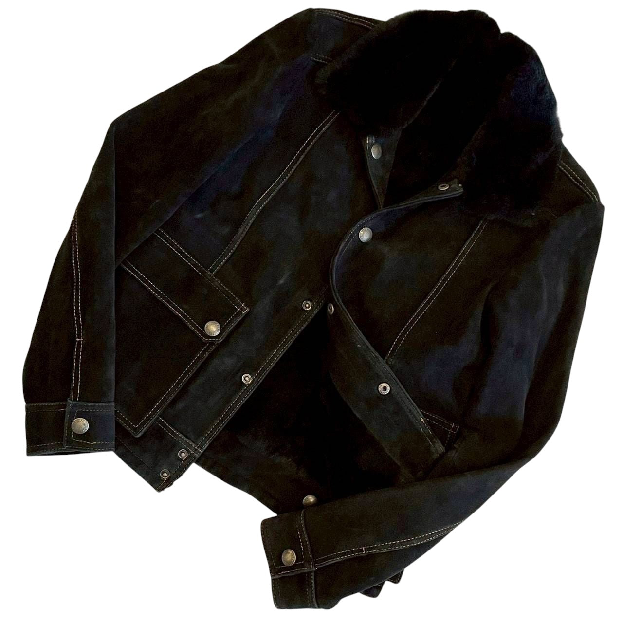 TOM FORD Leather Suede & Pony Hair Blouson Jacket Black — Size 46