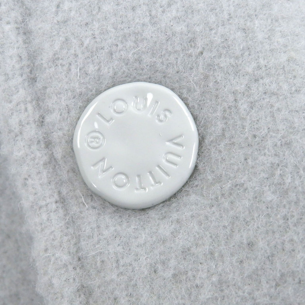 LOUIS VUITTON 23AW Patch Leather Sleeve Varsity Jacket Blue Grey White