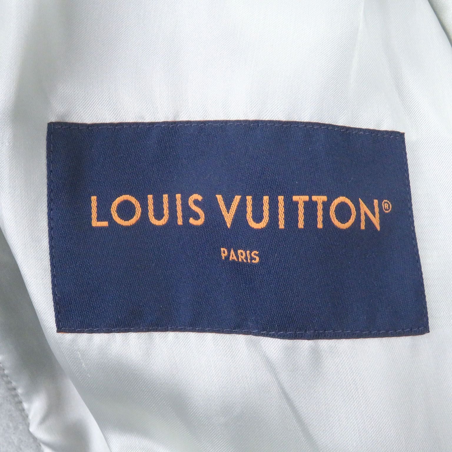 LOUIS VUITTON 23AW Patch Leather Sleeve Varsity Jacket Blue Grey White