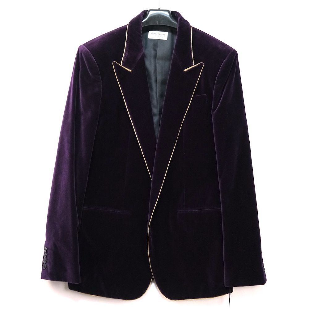 SAINT LAURENT PARIS ベルベット フィット シングルブレストジャケット パープル 689562