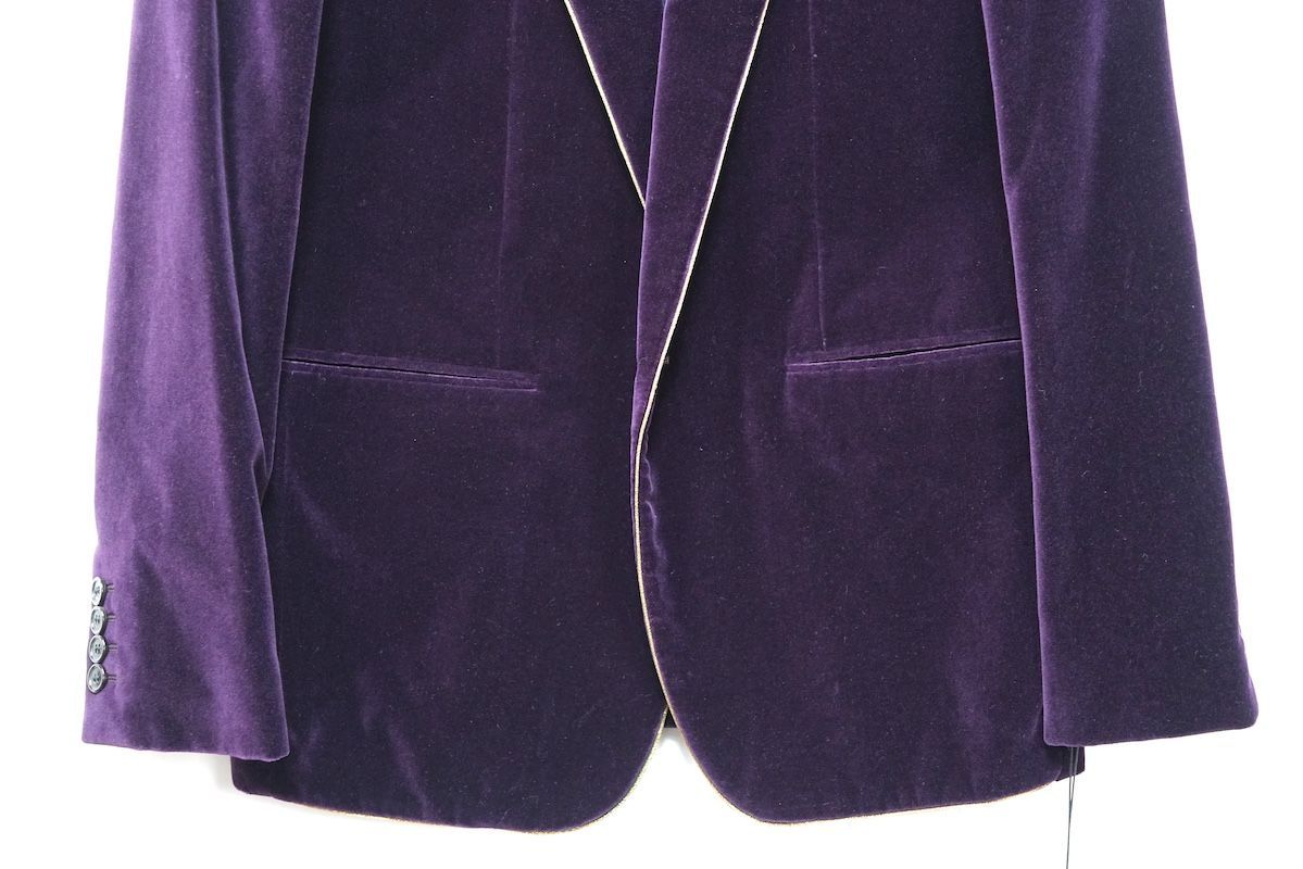 SAINT LAURENT PARIS Velvet Fitted Single Breasted Jacket Purple 689562