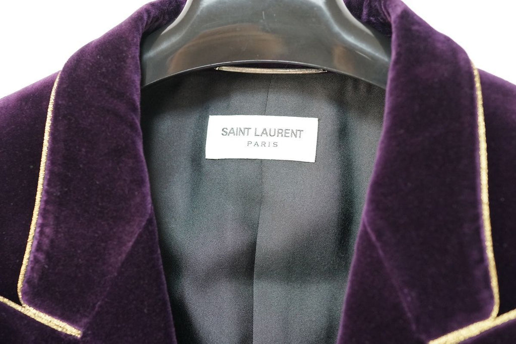SAINT LAURENT PARIS ベルベット フィット シングルブレストジャケット パープル 689562