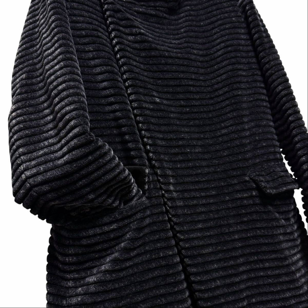 GIORGIO ARMANI 3D Rib Velvet Velour Long Coat Jacket Navy — Size 48
