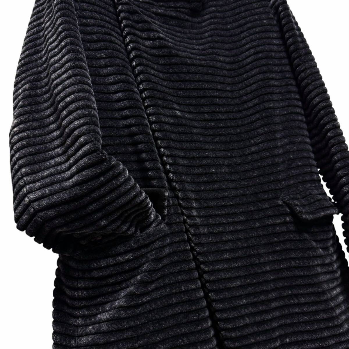 GIORGIO ARMANI 3D Rib Velvet Velour Long Coat Jacket Navy — Size 48