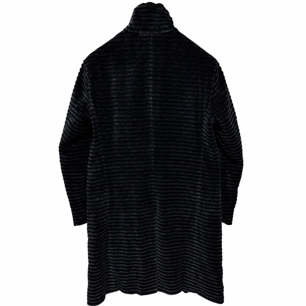 GIORGIO ARMANI 3D Rib Velvet Velour Long Coat Jacket Navy — Size 48