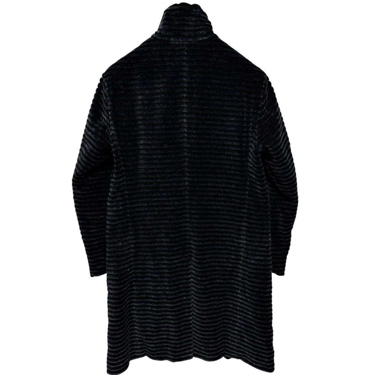 GIORGIO ARMANI 3D Rib Velvet Velour Long Coat Jacket Navy — Size 48