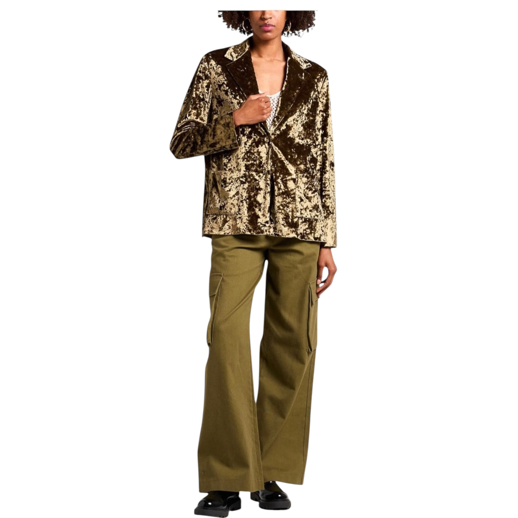 New Lardini Gold Velvet Tailored Jacket, Unisex Woman Men
