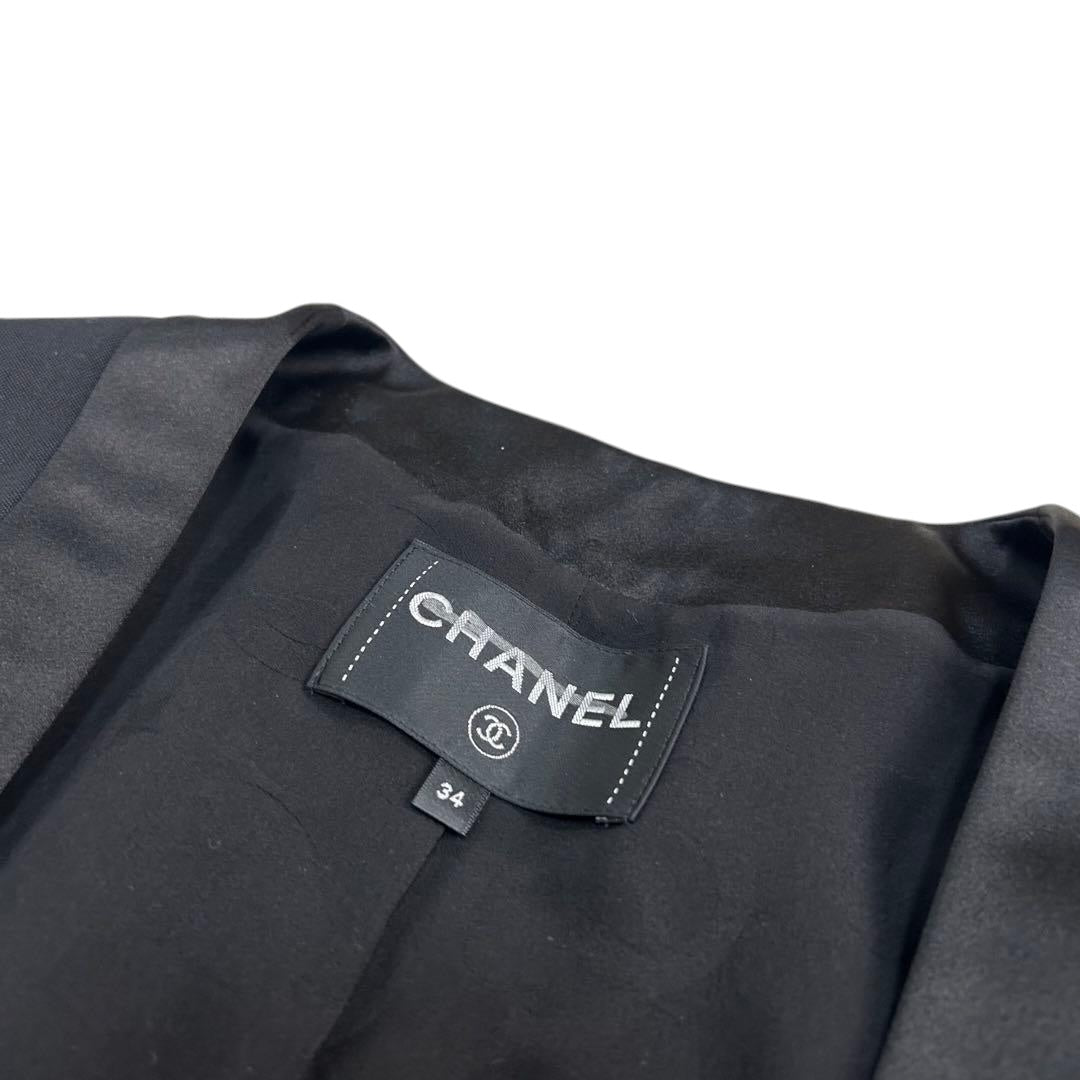 CHANEL 2022 Tuxedo CC Mark Button Jacket Black Size 34