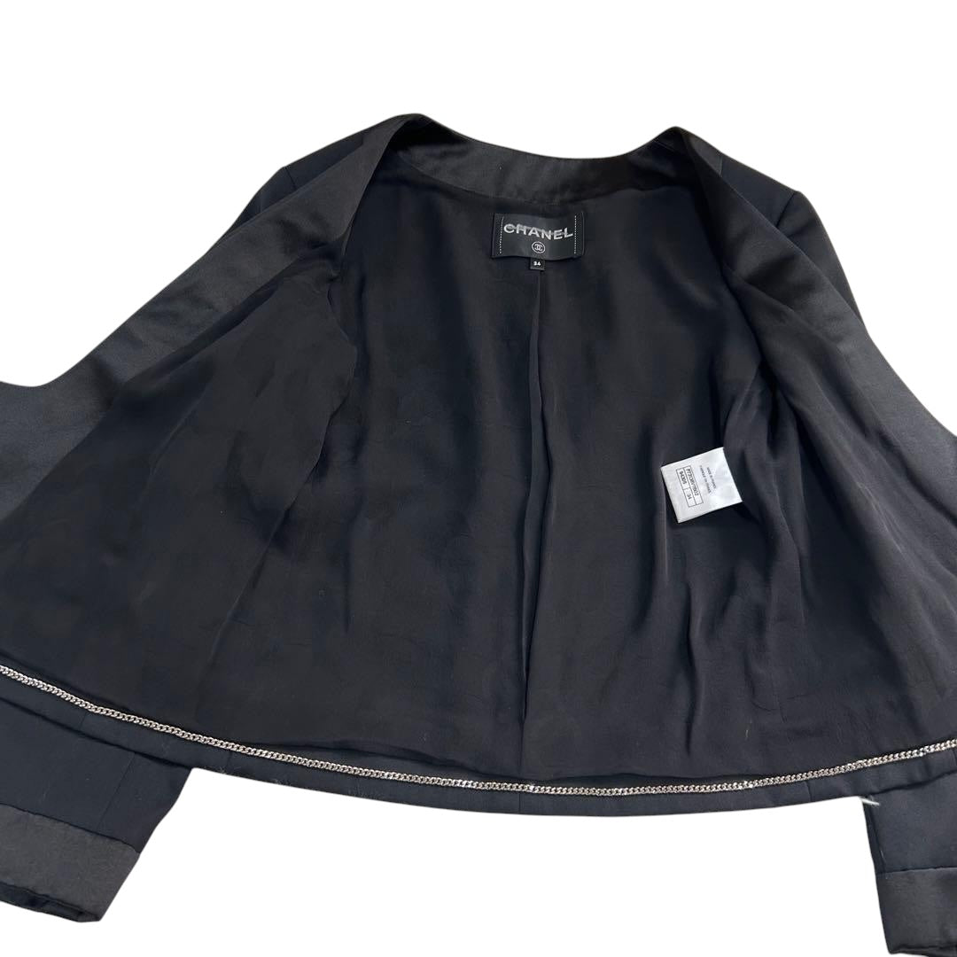 CHANEL 2022 Tuxedo CC Mark Button Jacket Black Size 34