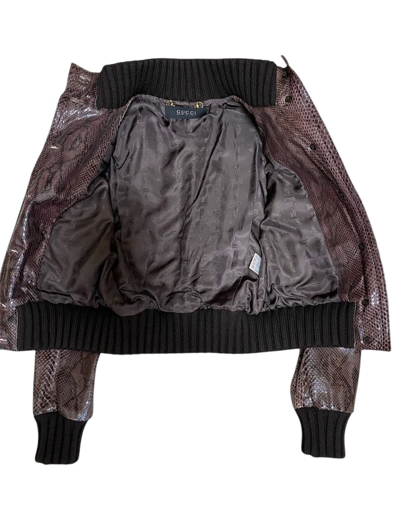 NWT $14000 Gucci Snake Python Leather Jacket Blouson Woman 40