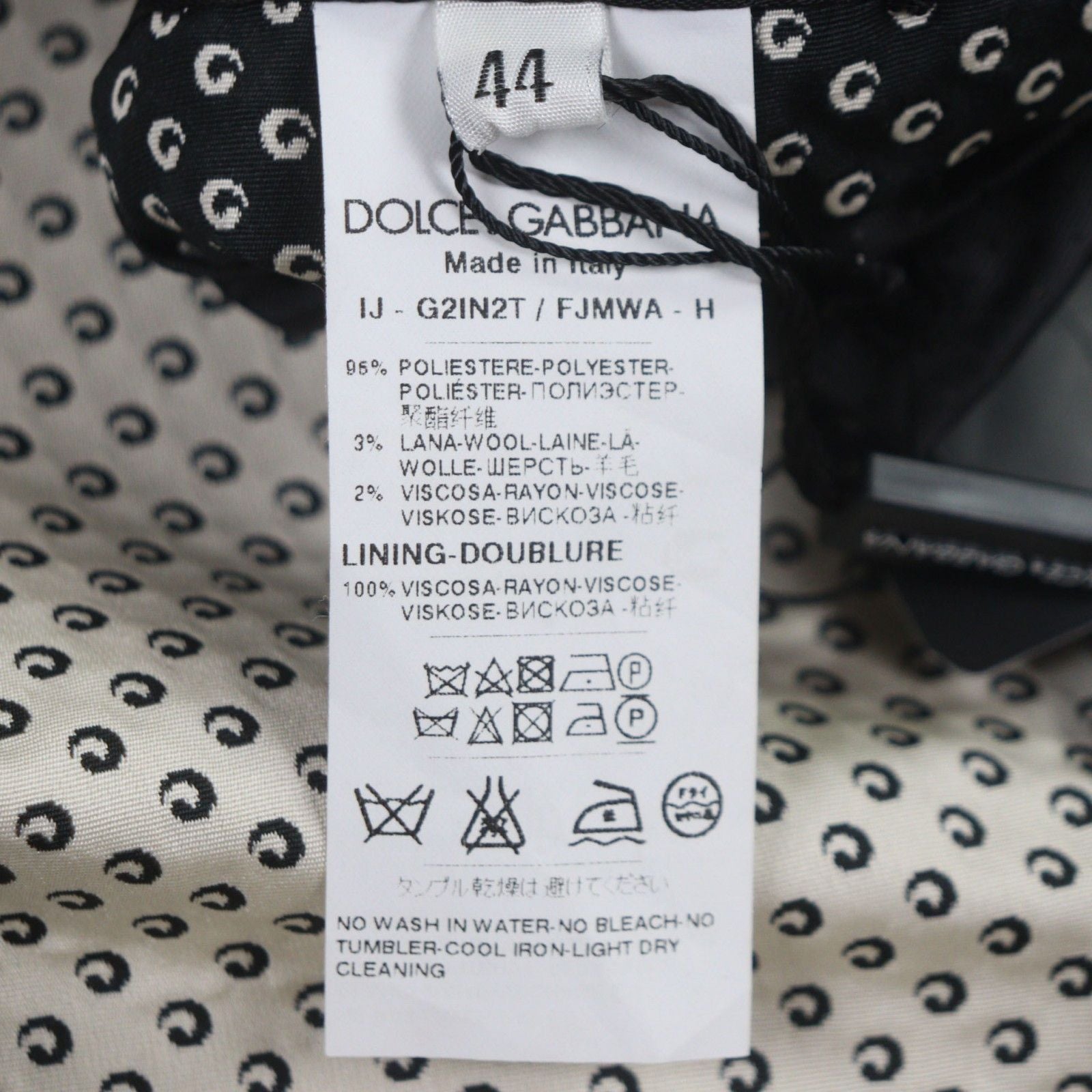 DOLCE&GABBANA Wool Blend All-Over Pattern Single Tailored Jacket