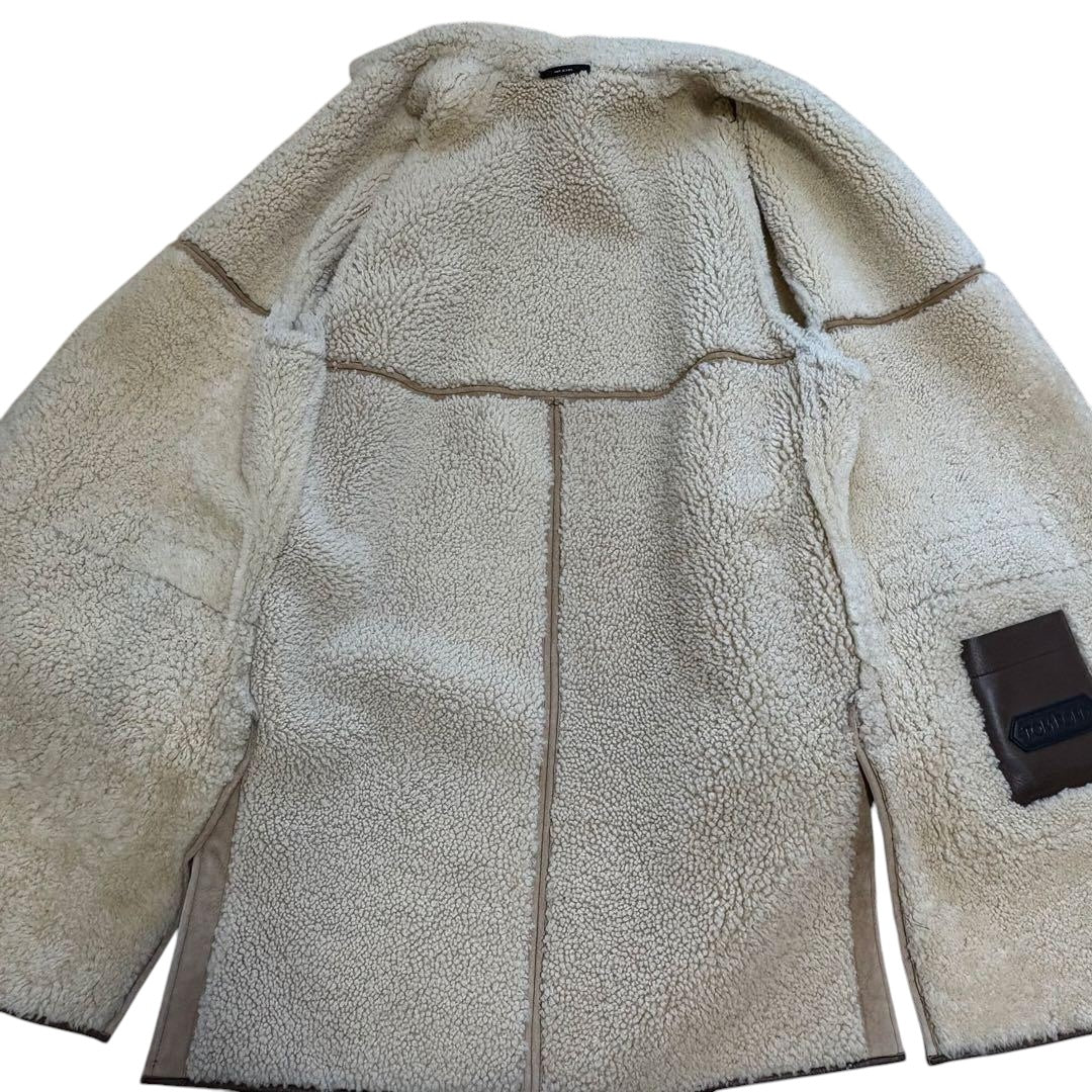 Tom Ford Leather Shearling Sheepskin Fur Boa Mouton Coat Jacket 50