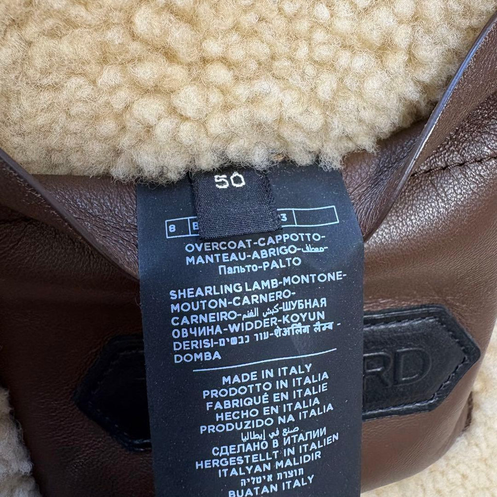 Tom Ford Leather Shearling Sheepskin Fur Boa Mouton Coat Jacket 50