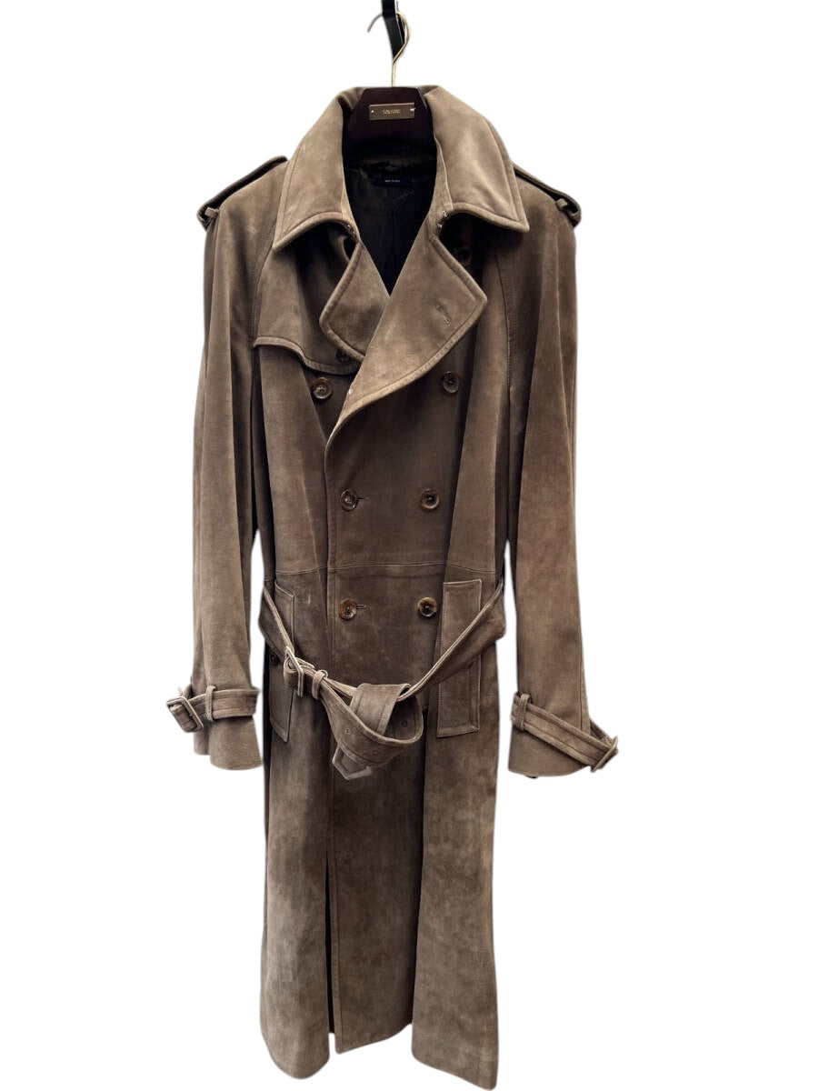 TOM FORD Cashmere Suede & Leather Trench Coat Jacket — Size 50