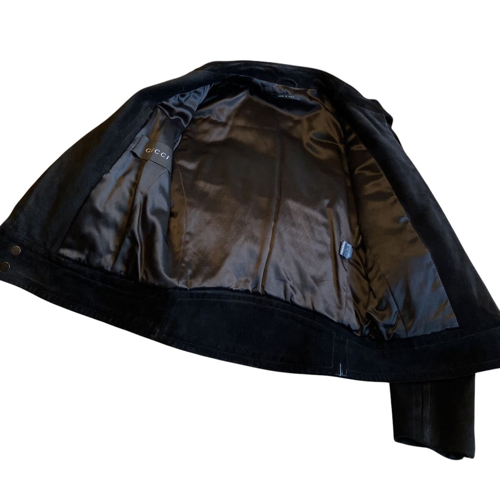 GUCCI by Tom Ford Suede Leather Blouson Jacket Black — Size 46