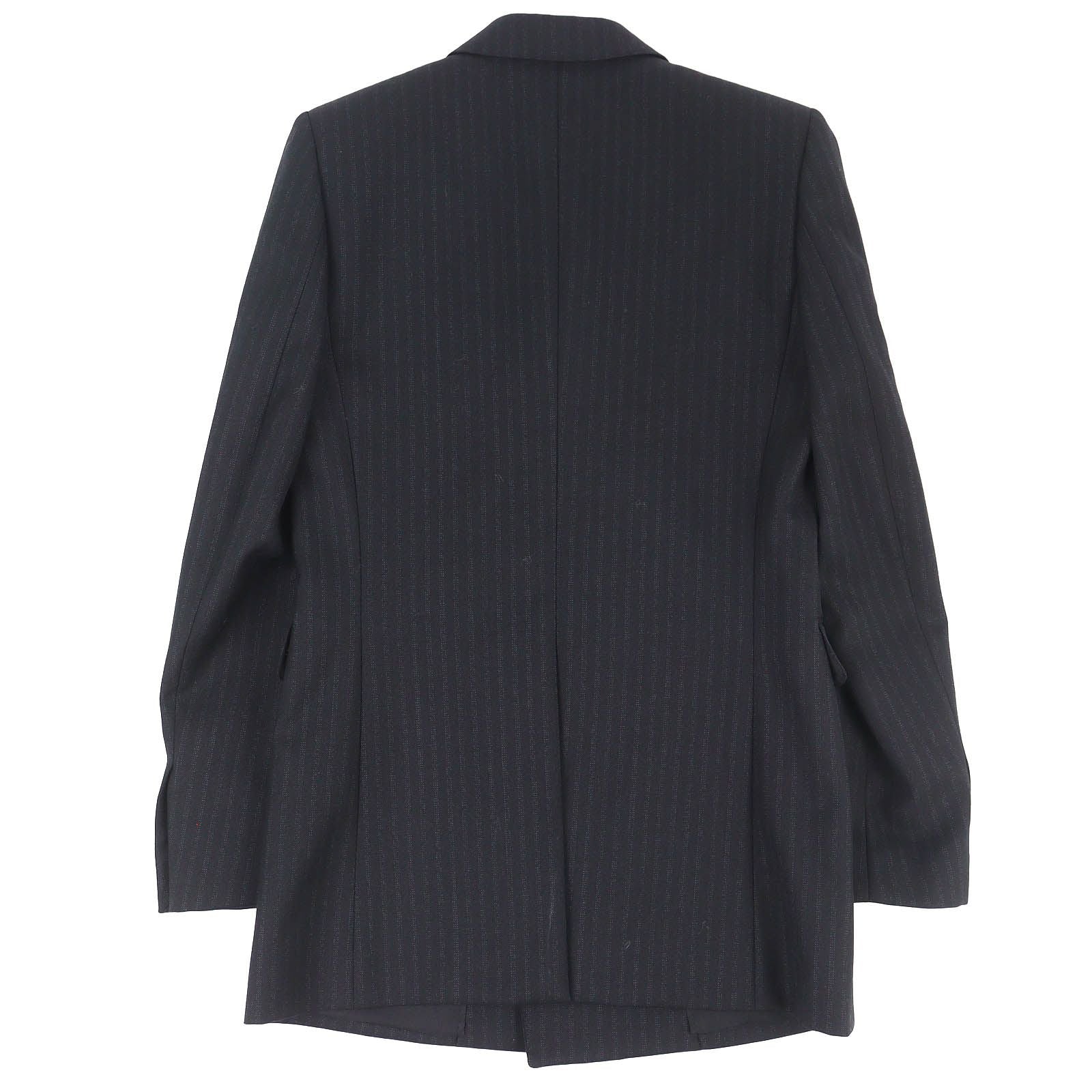 SAINT LAURENT PARIS 20AW 632886 ウールストライプ ダブルブレストジャケット サイズ34 ブラック