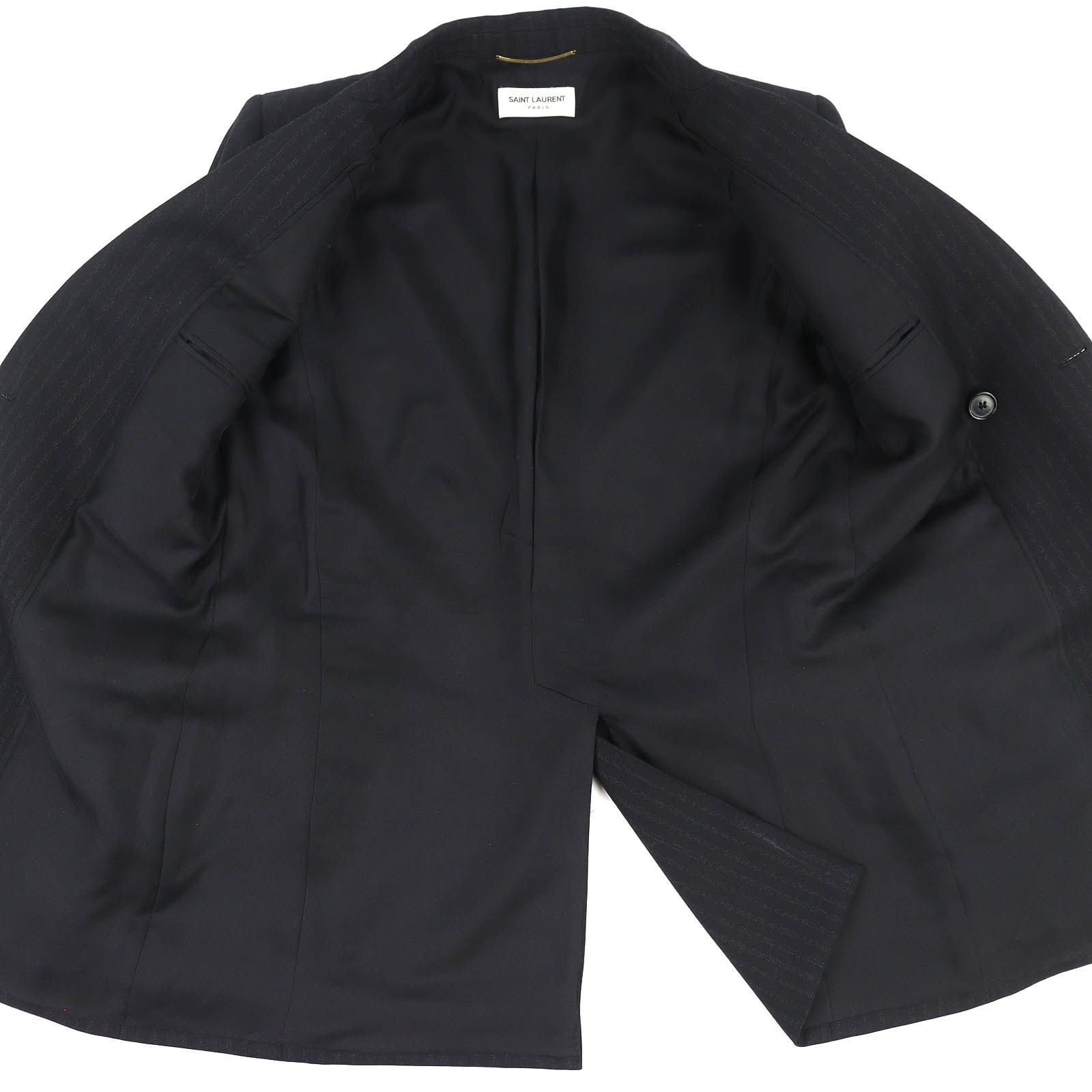 SAINT LAURENT PARIS 20AW 632886 ウールストライプ ダブルブレストジャケット サイズ34 ブラック