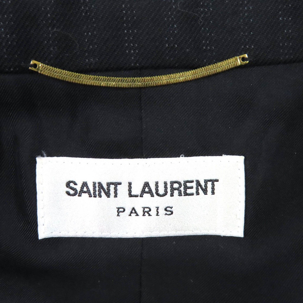 SAINT LAURENT PARIS 20AW 632886 ウールストライプ ダブルブレストジャケット サイズ34 ブラック