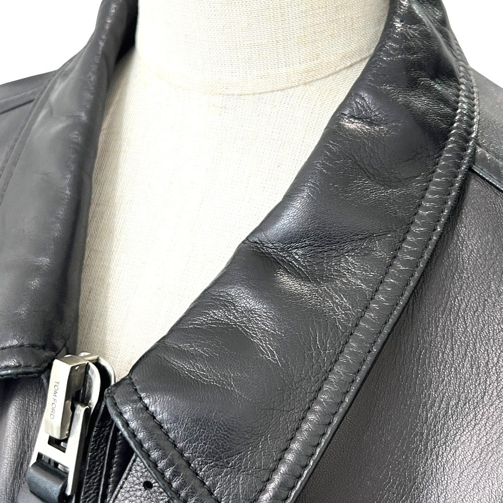 TOM FORD Leather Zip-Up Blouson Riders Jacket Black — Size 52