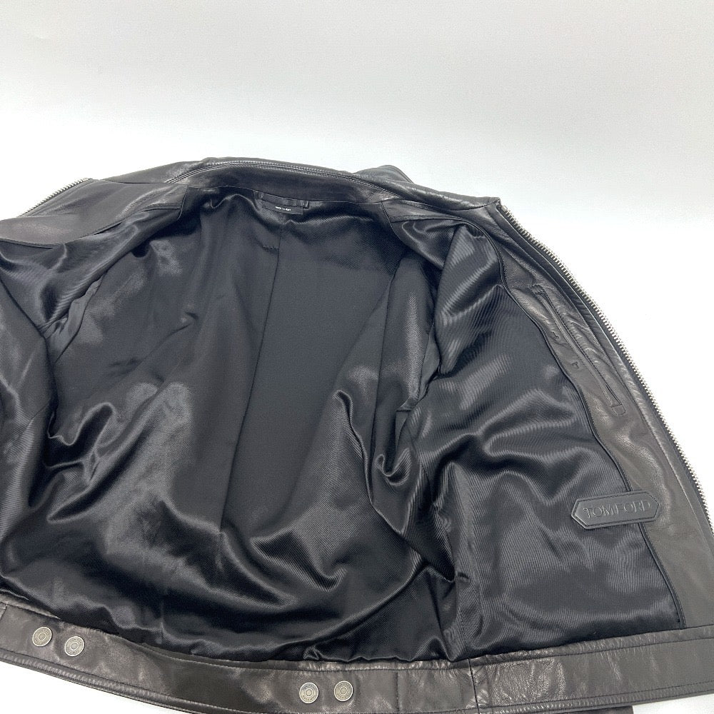 TOM FORD Leather Zip-Up Blouson Riders Jacket Black — Size 52