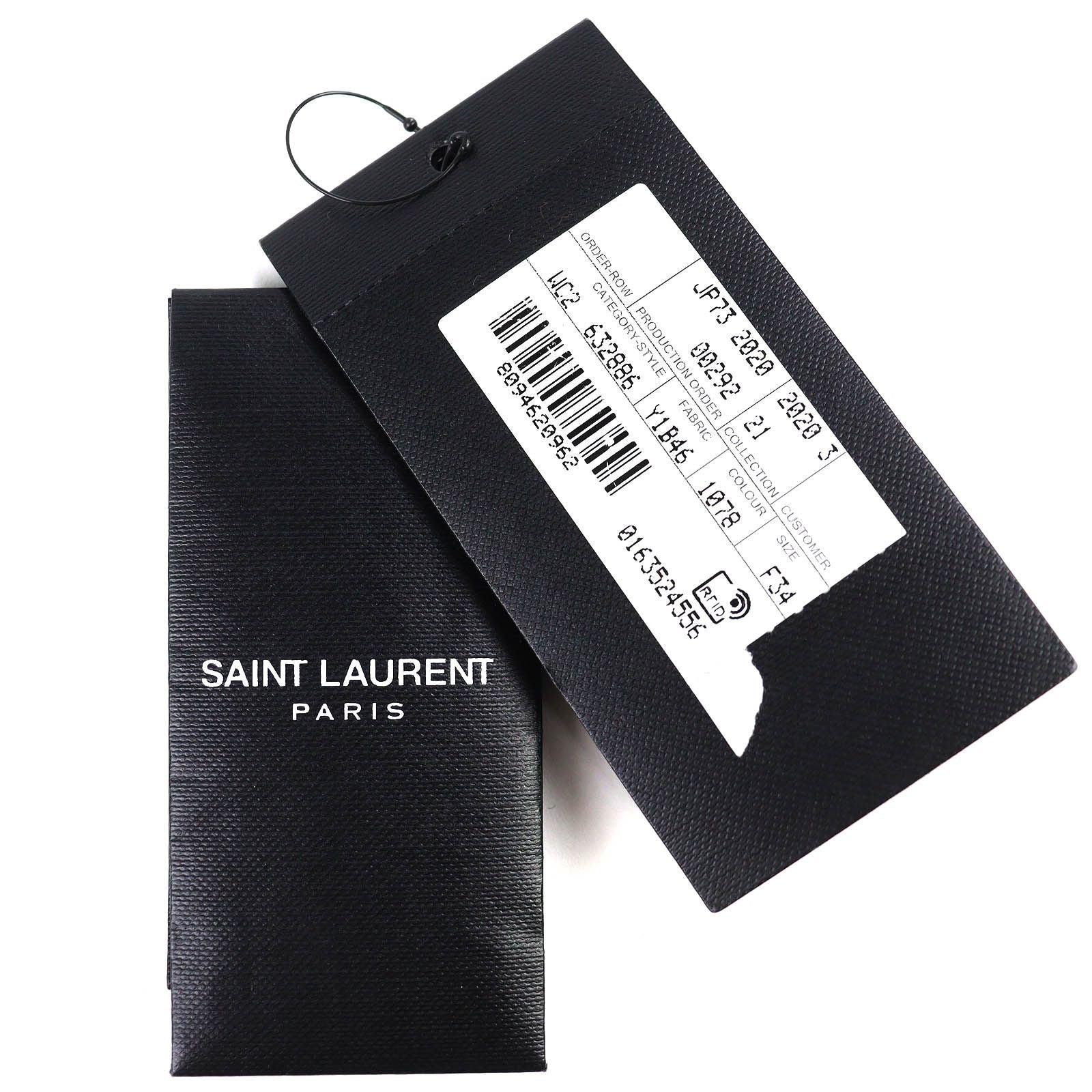 SAINT LAURENT PARIS 20AW 632886 ウールストライプ ダブルブレストジャケット サイズ34 ブラック