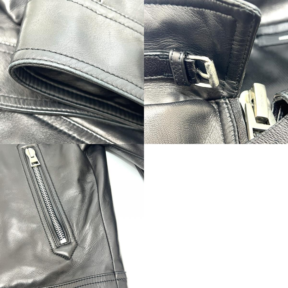 TOM FORD Leather Zip-Up Blouson Riders Jacket Black — Size 52