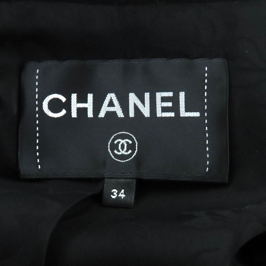 CHANEL Mouton Hooded Coat with Coco Mark Chain Buttons & Silk Lining – Black Size 34