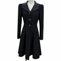 CHANEL 08A Wool & Cashmere Coat with Silk Lining & Coco Mark Buttons – Black Size 36
