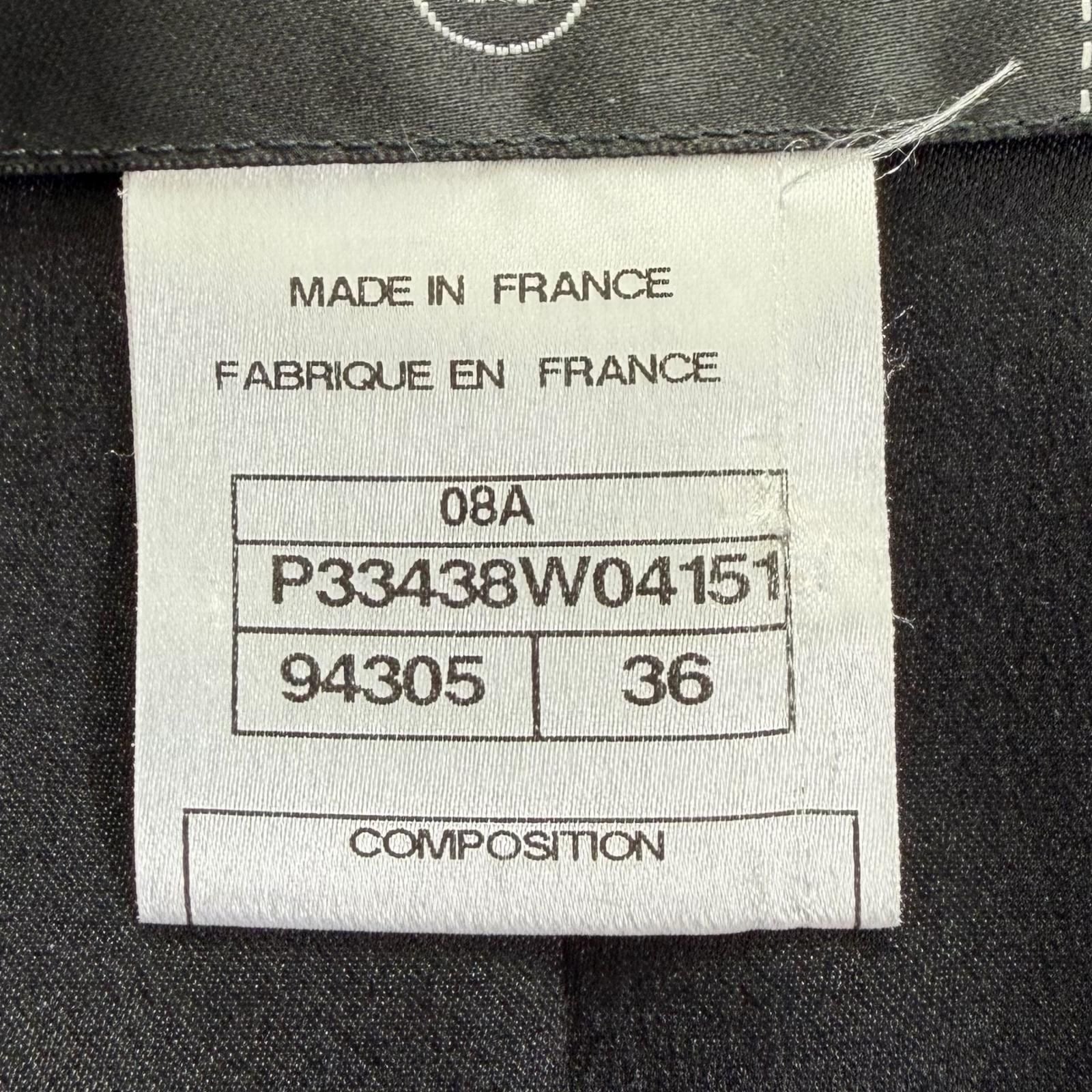 CHANEL 08A Wool & Cashmere Coat with Silk Lining & Coco Mark Buttons – Black Size 36