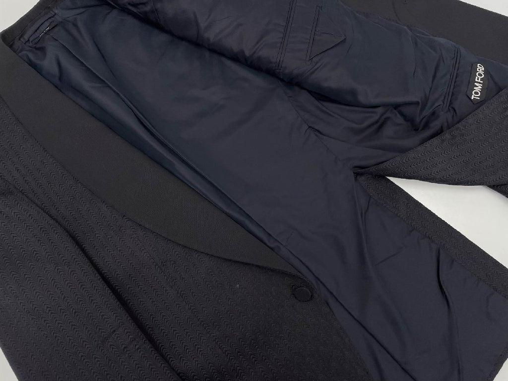 TOM FORD Silk Blend Single Button Tuxedo Setup Suit Jacket Pants Trousers — Size 50R