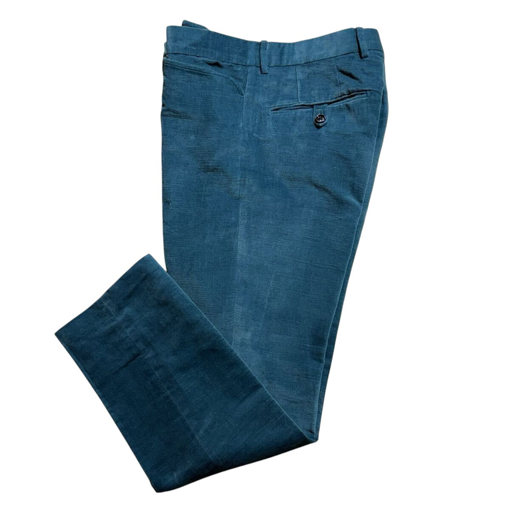 TOM FORD Silk  Velvet Corduroy Setup Suit Jacket Pants Trousers Turquoise — Size 48