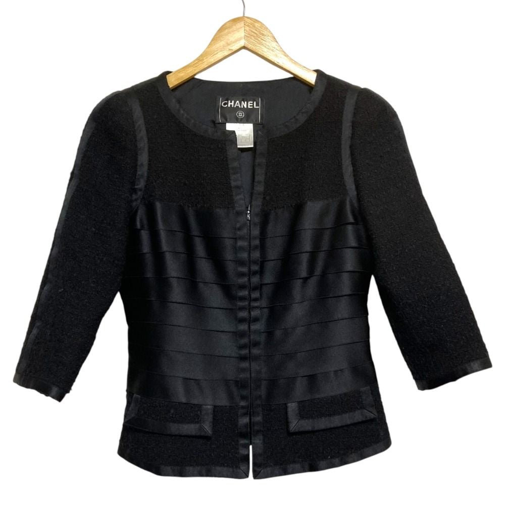 CHANEL 06A Tweed Tiered Combi Ribbon Zip Jacket Size 38 – Excellent Condition