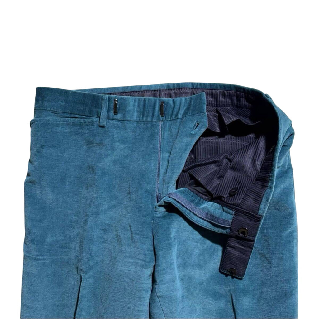 TOM FORD Silk  Velvet Corduroy Setup Suit Jacket Pants Trousers Turquoise — Size 48