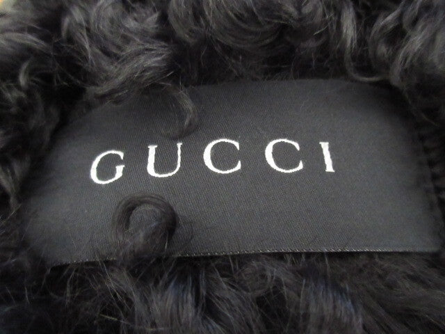 GUCCI by Tom Ford Curly Mouton Leather Bomber Jacket Black — Size 50