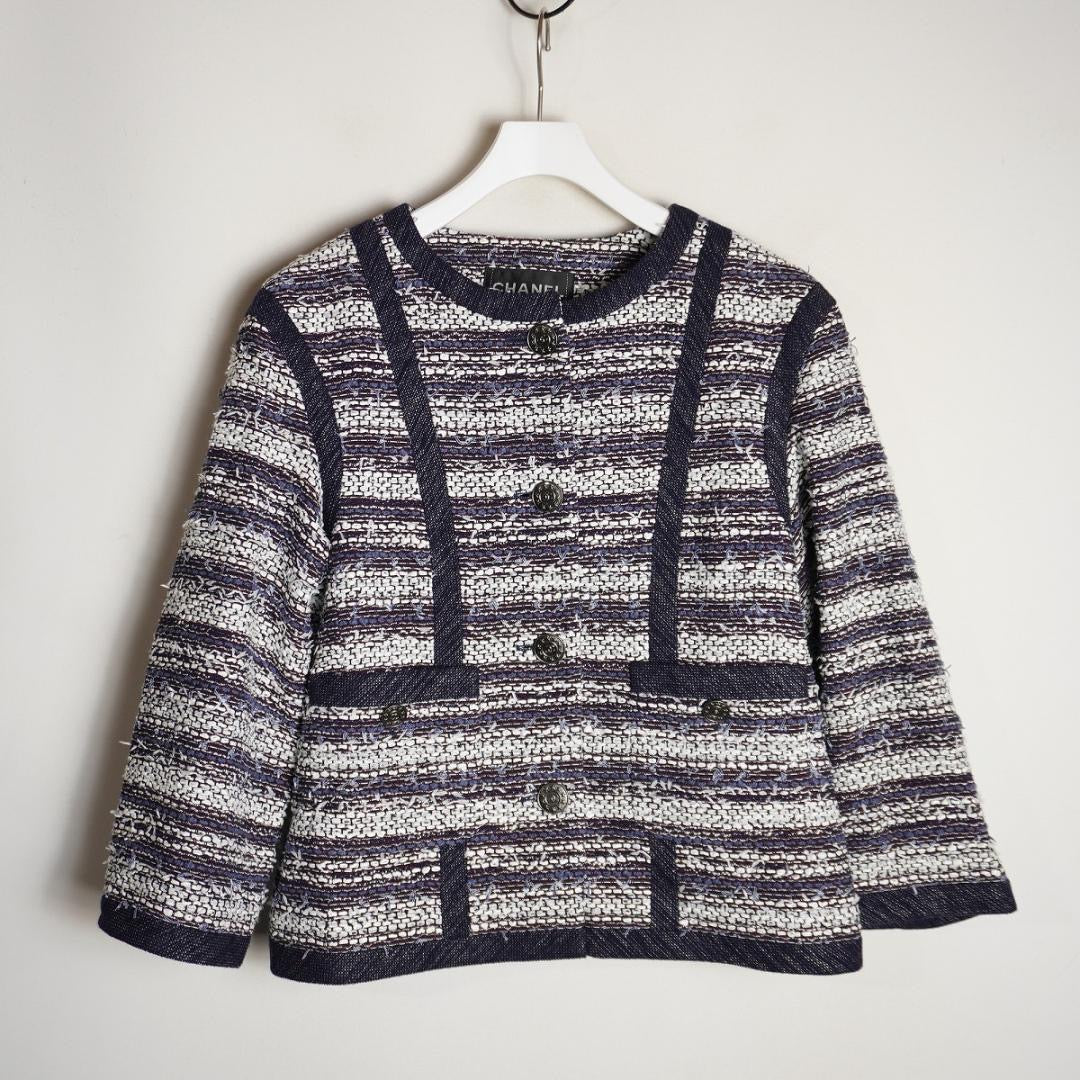 CHANEL Collarless Tweed Jacket Size 40