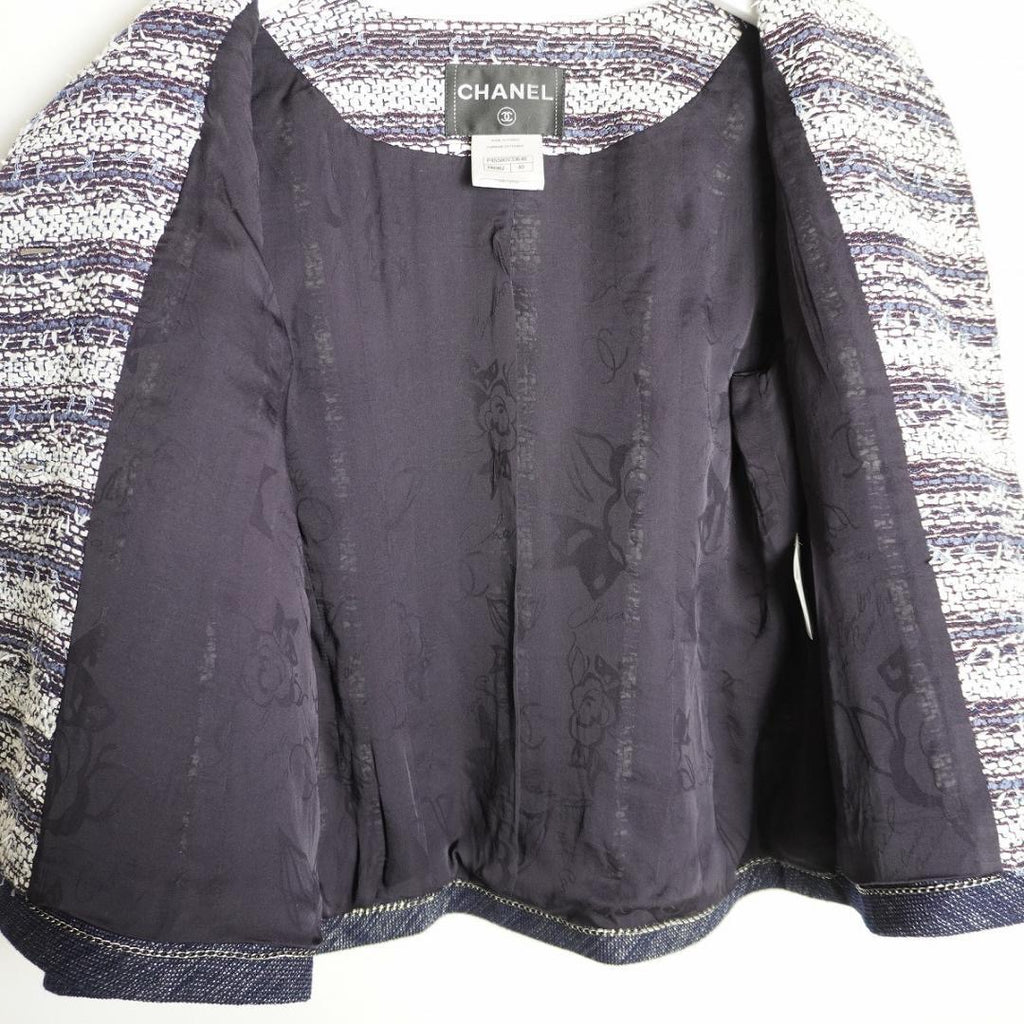 CHANEL Collarless Tweed Jacket Size 40