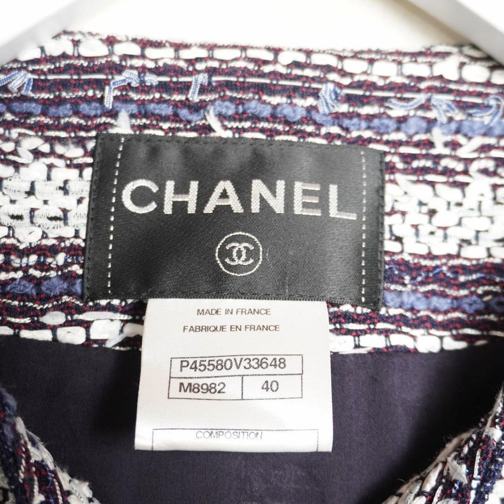 CHANEL Collarless Tweed Jacket Size 40