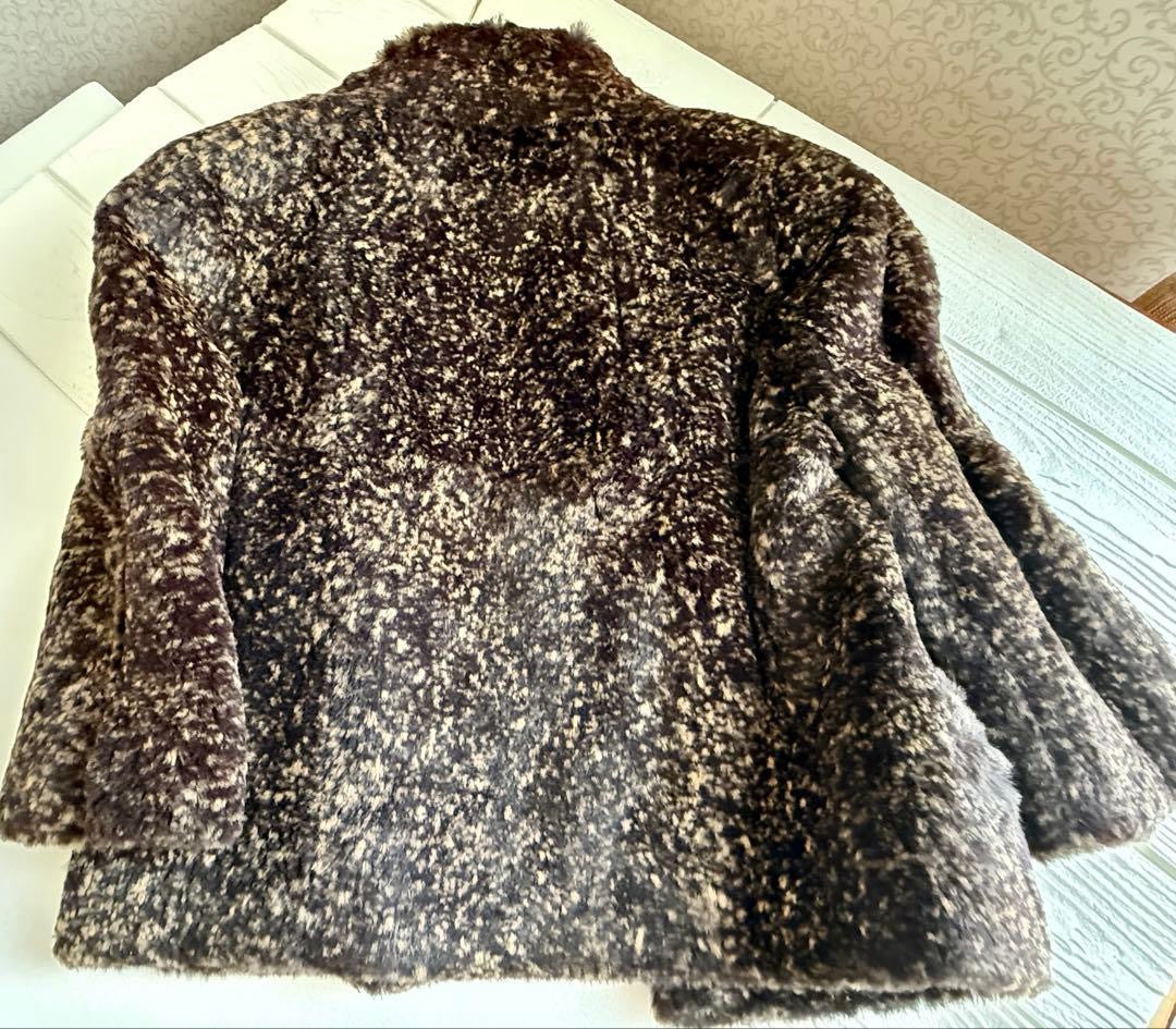 CHANEL 05A Rabbit Fur Zip Jacket Camellia Lining CC Plate Size 38