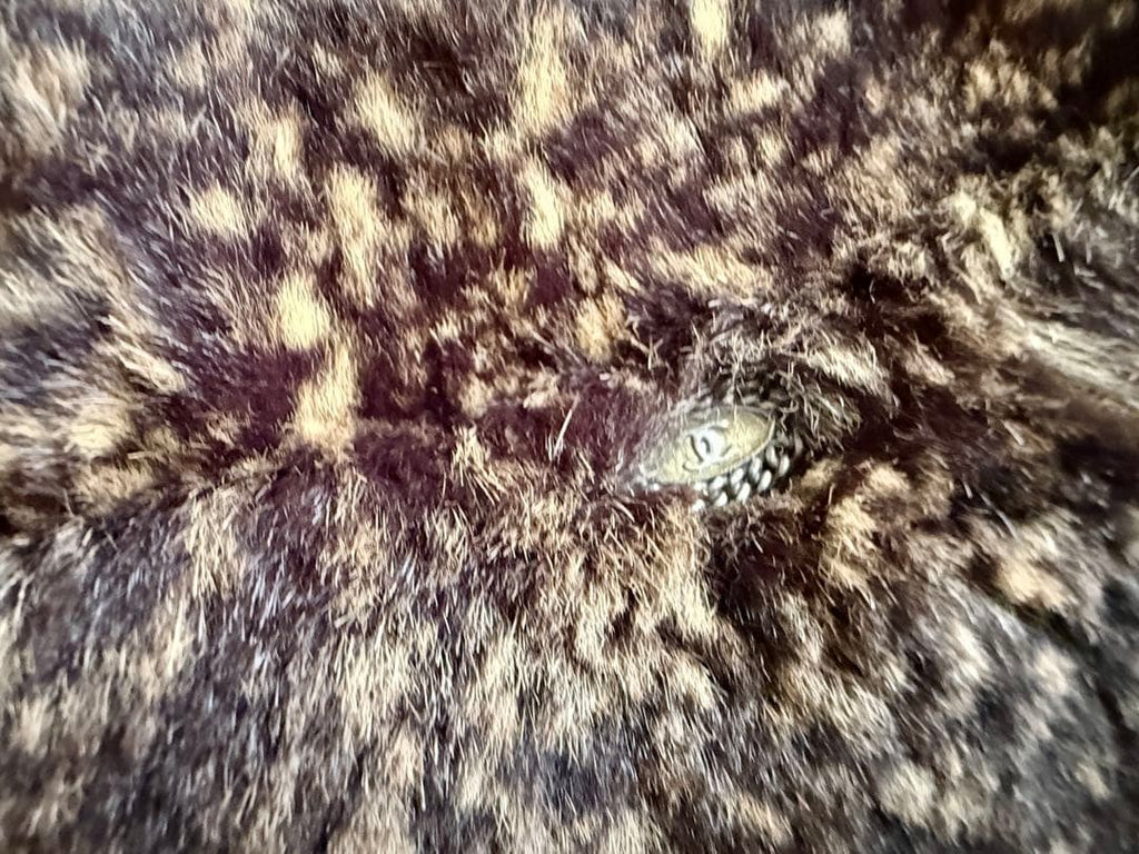 CHANEL 05A Rabbit Fur Zip Jacket Camellia Lining CC Plate Size 38