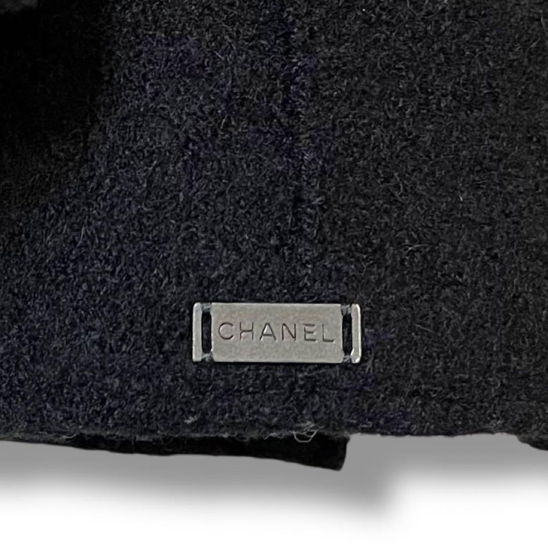 CHANEL Wool Short Jacket Black Size 36