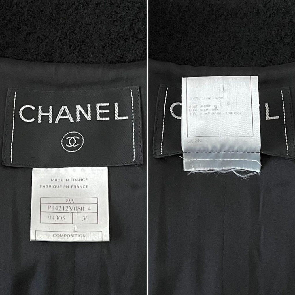 CHANEL Wool Short Jacket Black Size 36