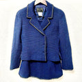 CHANEL 06A Tweed Setup Jacket & Skirt Navy Rhinestone