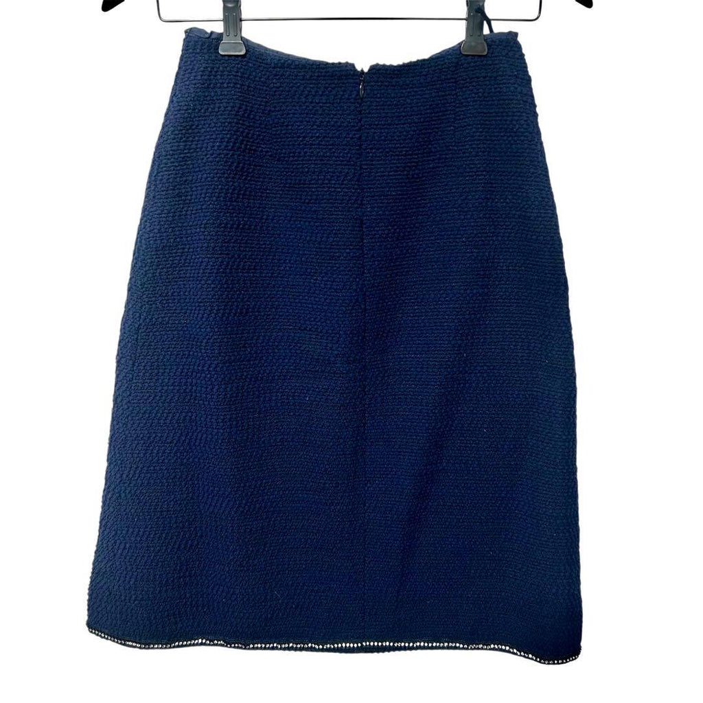 CHANEL 06A Tweed Setup Jacket & Skirt Navy Rhinestone