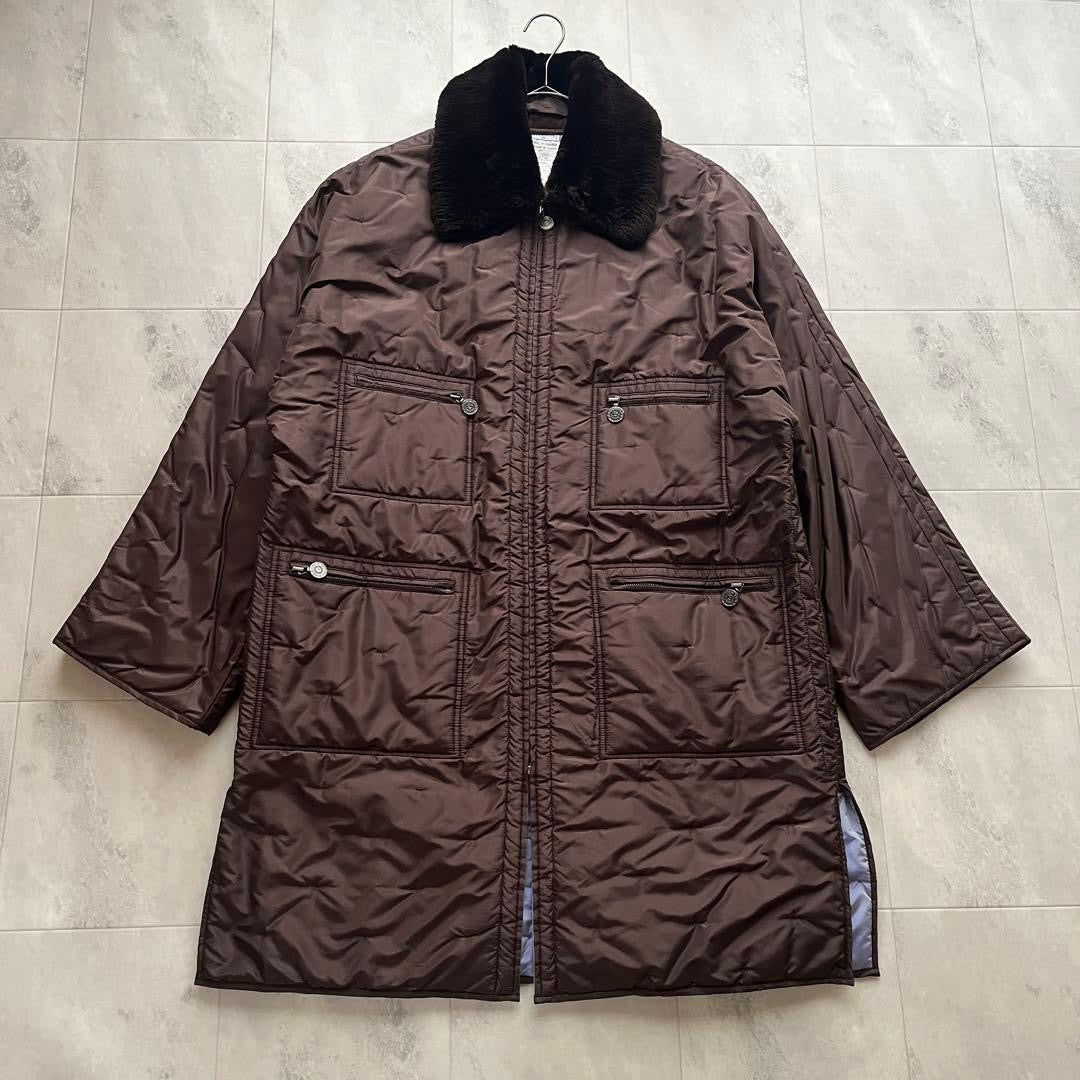 CHANEL Vintage 97A Beaver Fur Silk Padded Coat CC Charm Size 38