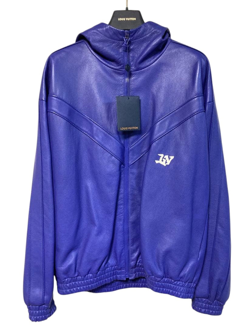 NWT  Louis Vuitton VUITTON Leather Jacket Blouson Hoodie parka