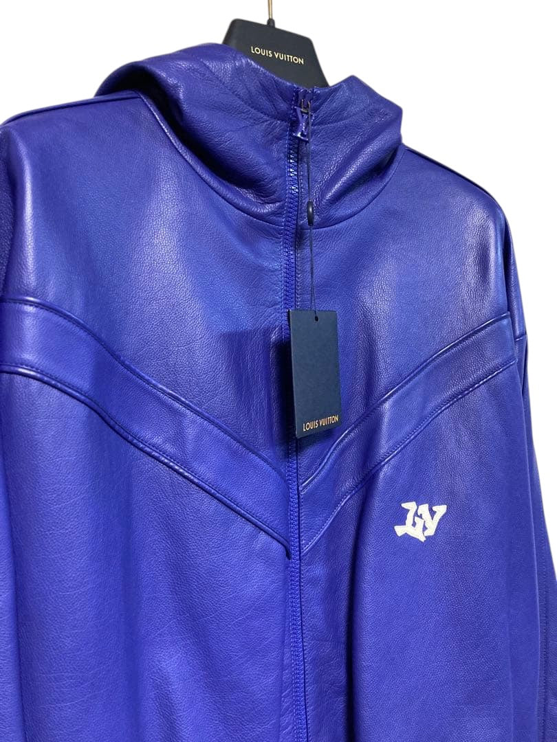 NWT  Louis Vuitton VUITTON Leather Jacket Blouson Hoodie parka