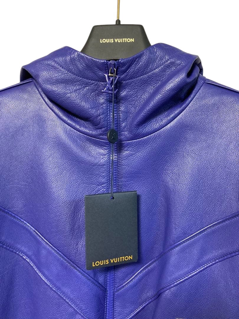 NWT  Louis Vuitton VUITTON Leather Jacket Blouson Hoodie parka